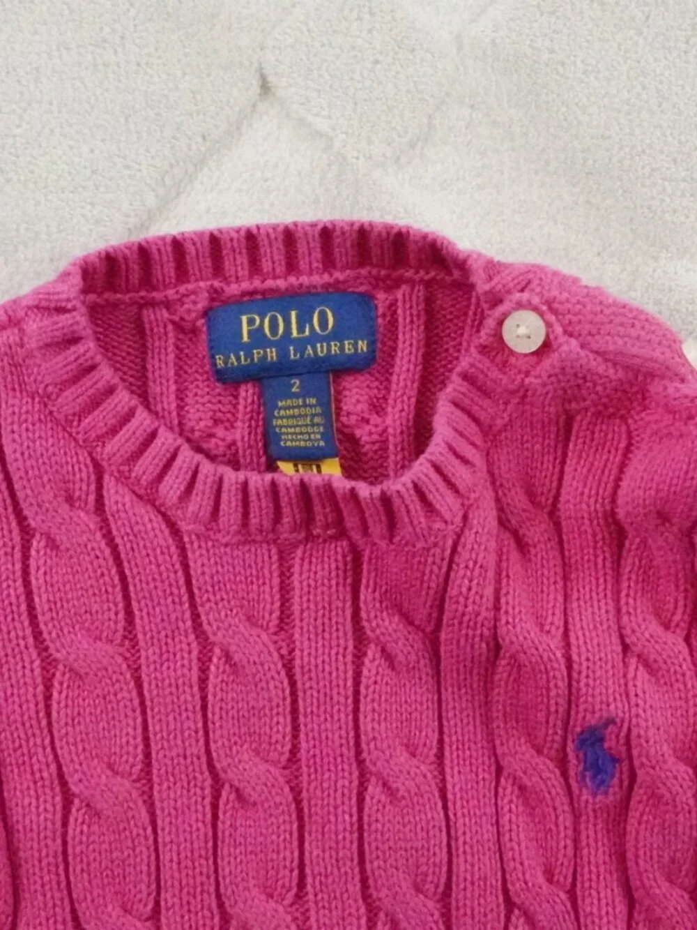 Polo Ralph Lauren Cable Knit Sweater Girls 2 Youth Pink